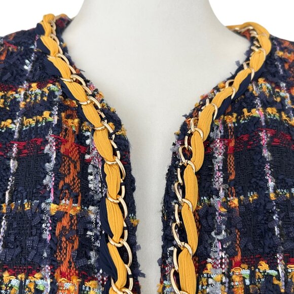 Chico’s Tweed Playful Plaid Mid Length Open Front Blazer Jacket NWT (4P) - Picture 9 of 16